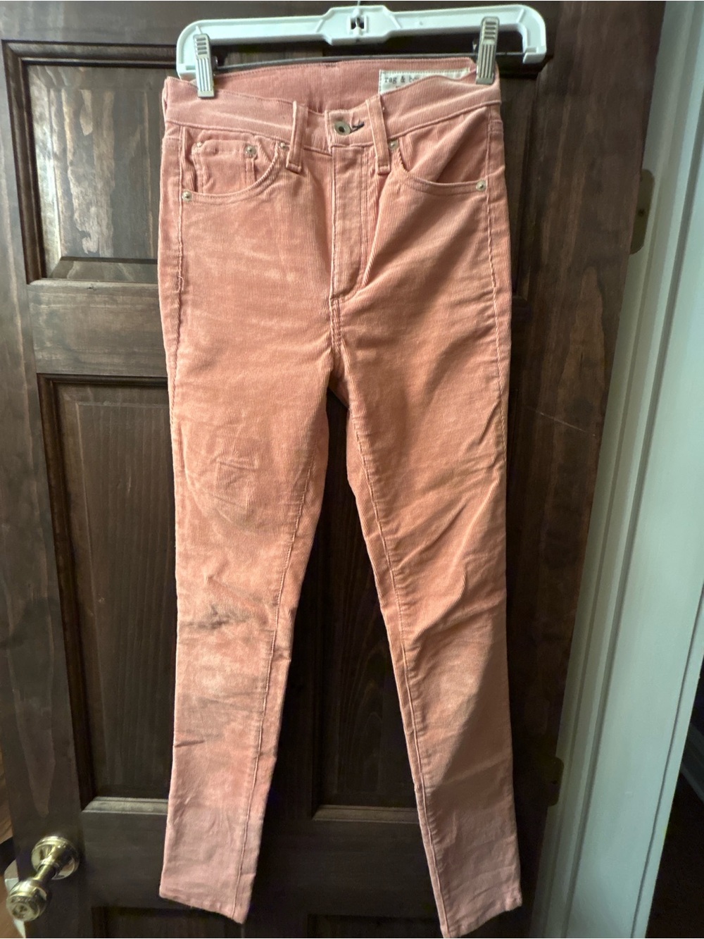 Rag & Bone Pink Corduroy Skinny Jeans Size 24 High Rise